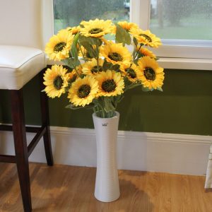Girassóis com cabeça em galho artificial flores secas bouquet grande sol flor decoração de jardim em casa  90cm