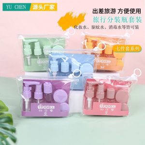 Mini Kit 7 Peças Porta Frascos Viagem Organizador Shampoo Condicionador Creme Perfume - HV50809