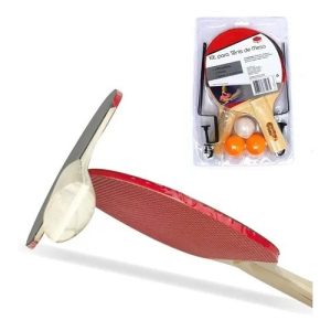 Kit Ping Pong Tênis de Mesa Com 2 Raquetes +3 Bolinhas