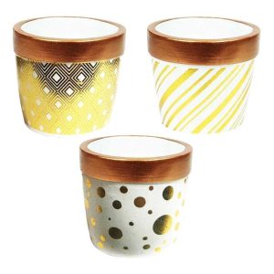 Vasinho Cachepot de luxo para Plantas e Suculentas Detalhes Dourado HD01754