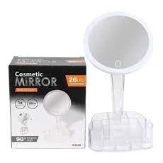 Espelho com 26 luzes de led de mesa + porta maquiagem - Cosmetic Mirror