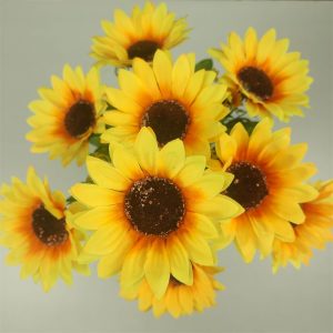 Simulação de flor de girassol com núcleo roxo de 9 garfos FL-6730