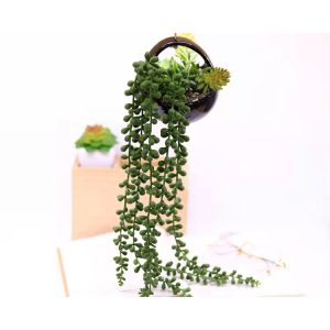 Planta artificial pendente suculenta dedo de moça 40 cm para casamento/ noivado/ noiva FL-254