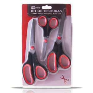 Kit c/3 Tesouras Em Aço Inox Corte Costura Artesanato Domestico e profissional - GB57051